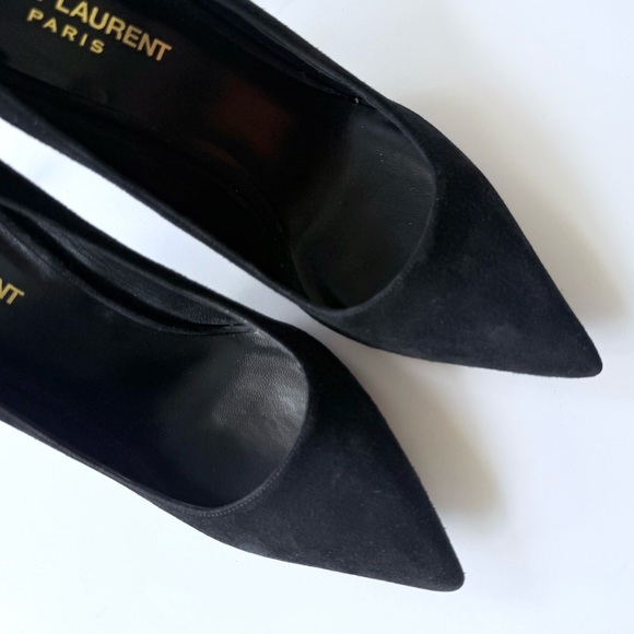Saint Laurent Black Suede Pointed Toe High Heel Pumps 37 - Picture 10 of 16